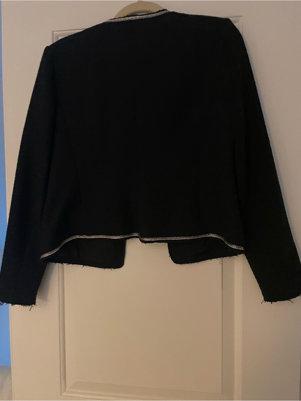Rebecca Taylor black cropped jacket with silver trim, size medium, worn once - Picture 7 of 8
